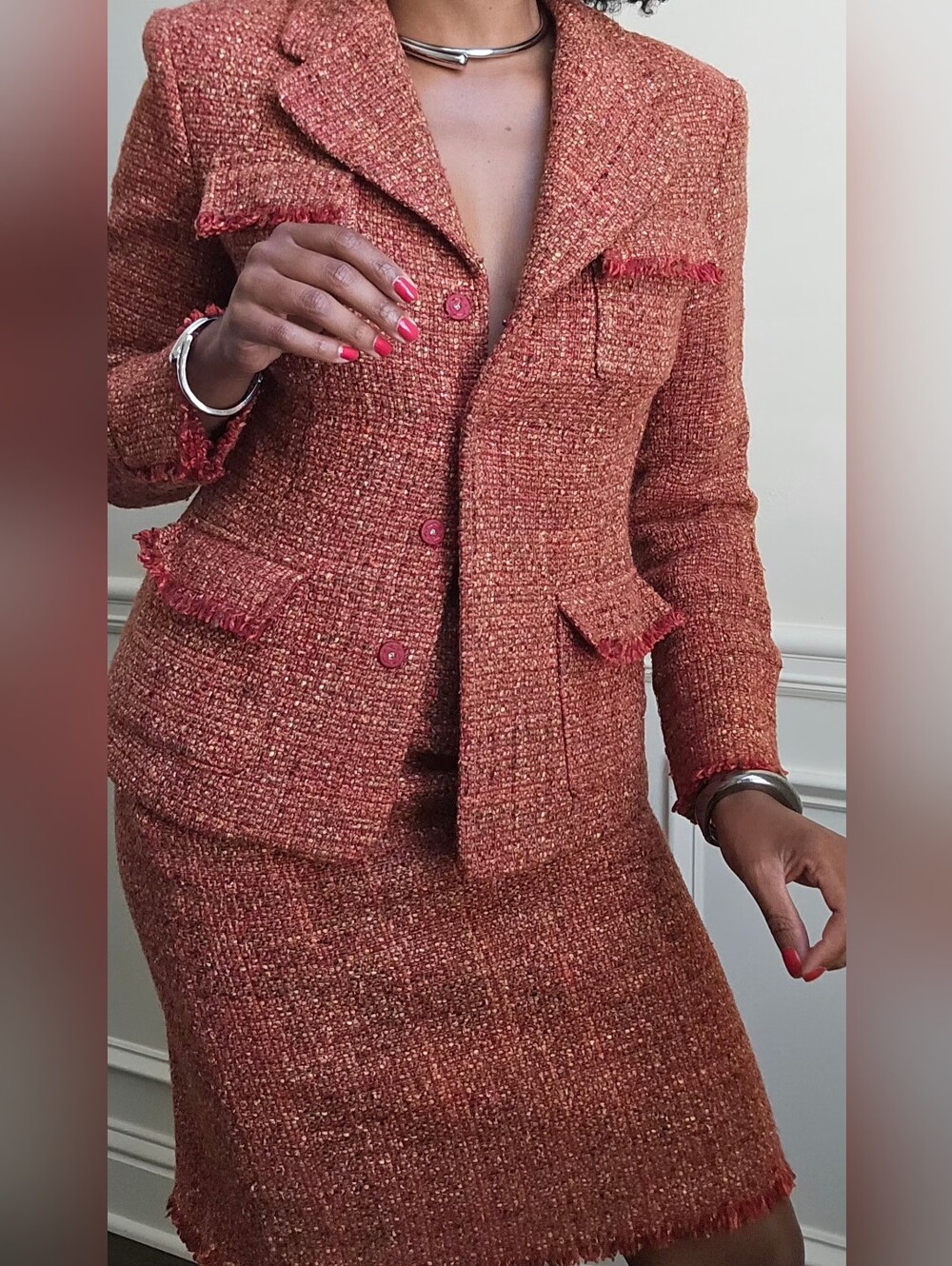 Textured Tweed Suit-skirt